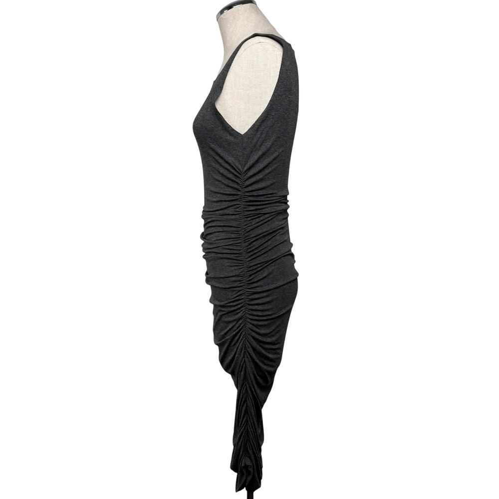 Norma Kamali Ruched Side Sleeveless Midi Knit Jersey Dress Gray Minimalist Sz XS - Picture 4 of 9